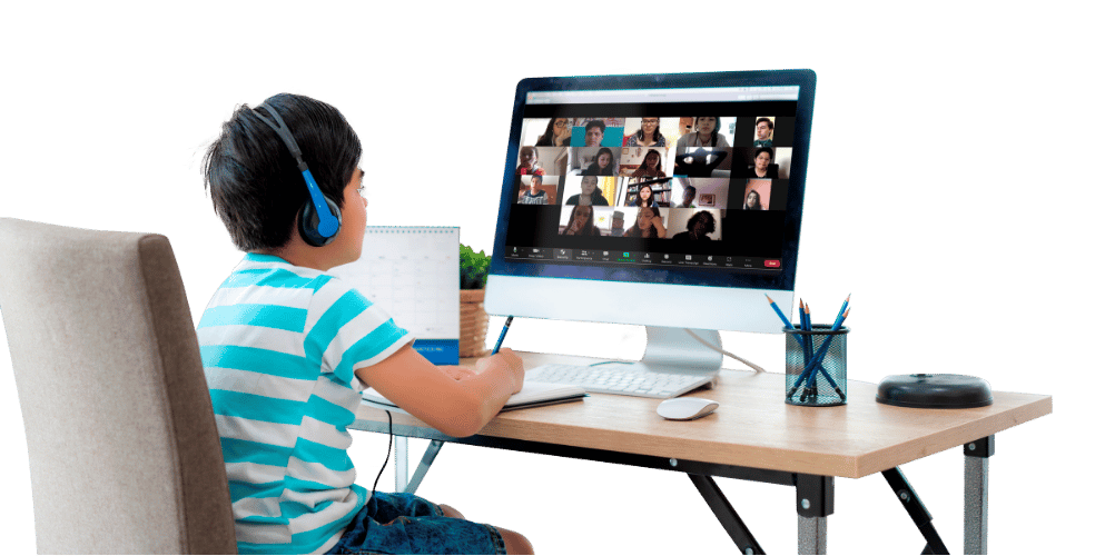 estudiante en clases online
